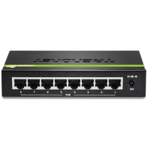 TRENDnet TPE-TG80g 8-Port Unmanaged Gigabit Ethernet PoE+ Switch, GREENnet technology, 123W PoE budget